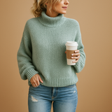 Knitted sweater for women in timeless design with neutral tones, perfect for year-round wear, casual outings, and cozy home comfort.