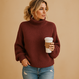 Knitted sweater for women in timeless design with neutral tones, perfect for year-round wear, casual outings, and cozy home comfort.