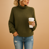 Knitted sweater for women in timeless design with neutral tones, perfect for year-round wear, casual outings, and cozy home comfort.