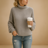 Knitted sweater for women in timeless design with neutral tones, perfect for year-round wear, casual outings, and cozy home comfort.