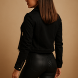 Lightweight fitted jacket for women with tailored fit, breathable fabric, zipper closure, stand-up collar, and pockets. Perfect for daily and formal wear.